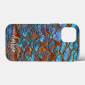 Blauw Bronzen Koperen Metallic Patroon Persoonlijk Case-Mate iPhone Case (Achterkant (horizontaal))