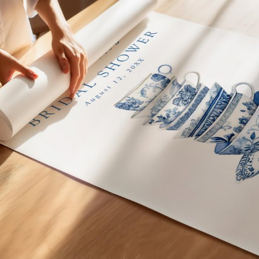 Blauw Bruids Tea Party Bruiloft Douche Welkomstbor Poster