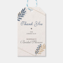 Blauw Bruidsfeest Dankjewel met Landelijke Flora