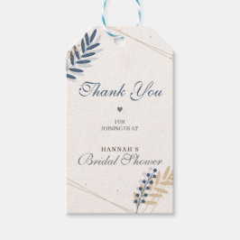 Blauw Bruidsfeest Dankjewel met Landelijke Flora Cadeaulabel