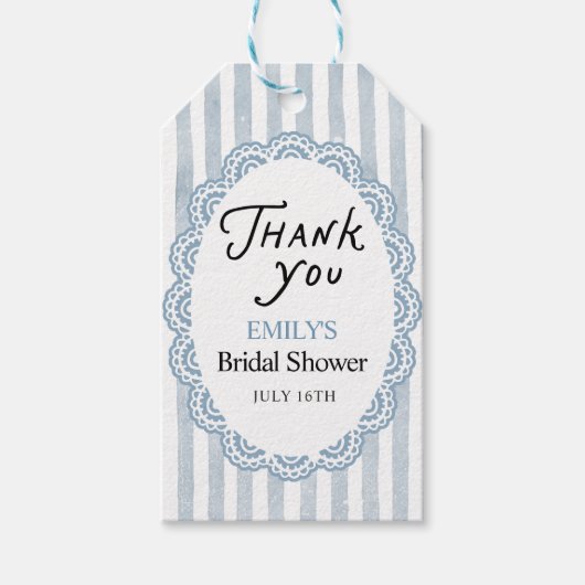 Blauw Bruidsjurk Bruiloft Dank Je Cadeaulabel (Voorkant)
