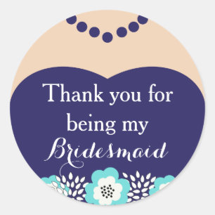 Blauw bruidsmeisje bruiloft dank u Stickers