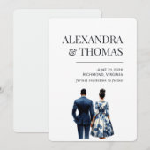 Blauw bruidspaar Afro-Amerikaans Kaart (Voorkant / Achterkant)