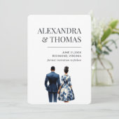 Blauw bruidspaar Afro-Amerikaans Kaart (Staand voorkant)