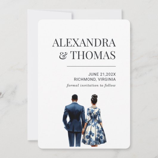Blauw bruidspaar Afro-Amerikaans Kaart (Voorkant)