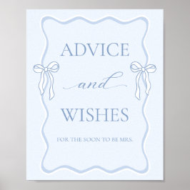Blauw Bruiloft Bridal Shower Advies Wensen Poster