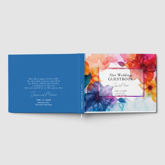 Blauw Bruiloft Gastenboek Anemone Dreamscape Bruil (Volledig)
