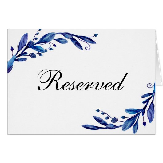 Blauw bruiloft gereserveerd teken. Marine bloement (Voorkant Horizontaal)