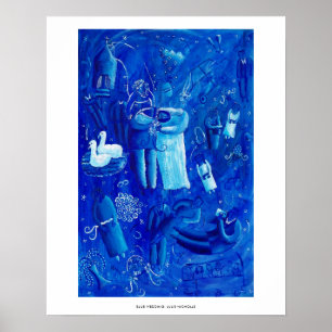 Blauw bruiloft hedendaagse tekenkunst afdrukken poster