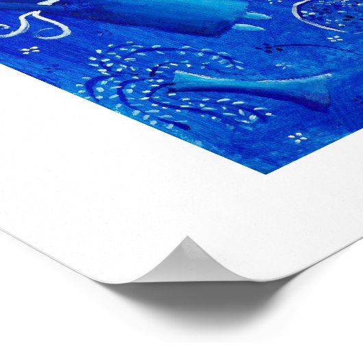 Blauw bruiloft hedendaagse tekenkunst afdrukken poster (Hoek)