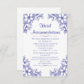 Blauw  Bruiloft Hotel Accommodatie Informatiekaartje (Voorkant / Achterkant)