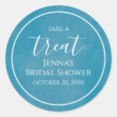 Blauw Bruiloft Minimalistische Calligrafie Script Ronde Sticker (Voorkant)