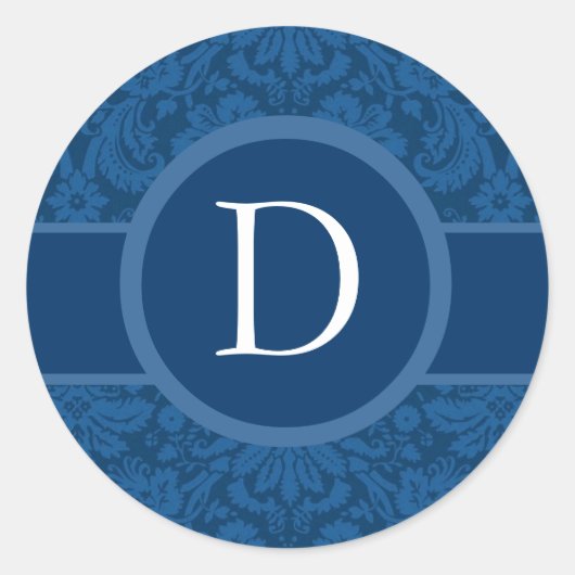 Blauw Bruiloft Monogram B of elke letter G404A Ronde Sticker (Voorkant)