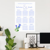 Blauw-bruiloft Zittafel Planner 1-8 Poster (Thuiskantoor)