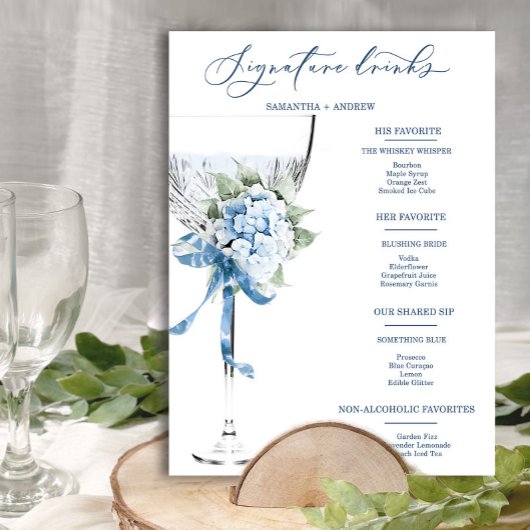 Blauw Bruilofts  Signature Drankkaart Poster