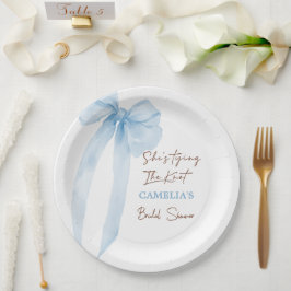 Blauw Bruiloftsfeest met Strik Papieren Bordje