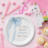 Blauw Bruiloftsfeest met Strik voor de Bruid die d Papieren Bordje (Feest)