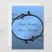 Blauw bruiloftsinvitatiefolder met frisse uitstral kaart (Achterkant)