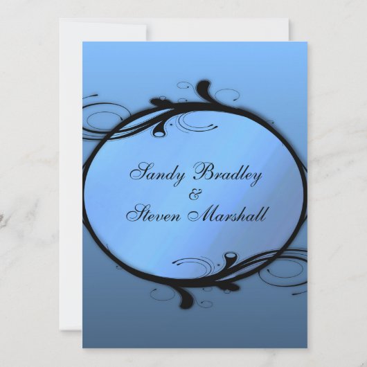 Blauw bruiloftsinvitatiefolder met frisse uitstral kaart (Achterkant)