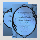 Blauw bruiloftsinvitatiefolder met frisse uitstral kaart (Voorkant / Achterkant)