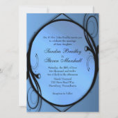 Blauw bruiloftsinvitatiefolder met frisse uitstral kaart (Voorkant)