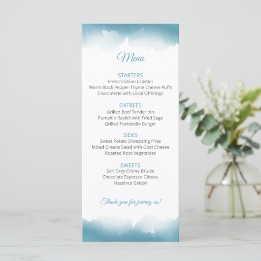Blauw Bruiloftsmenu Menu (Staand voorkant)