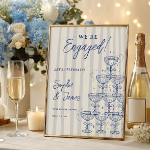 Blauw Bruiloftstoren Verlovingsfeest Welkom Poster