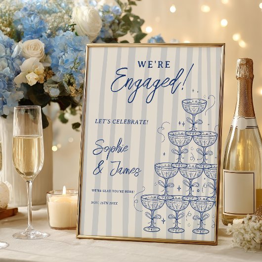 Blauw Bruiloftstoren Verlovingsfeest Welkom Poster