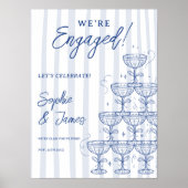 Blauw Bruiloftstoren Verlovingsfeest Welkom Poster (Voorkant)