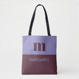 blauw & bruin aangepaste initiële naam modern tote bag