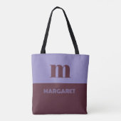 blauw & bruin aangepaste initiële naam modern tote bag (Achterkant)