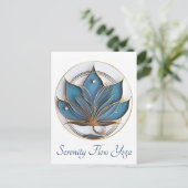 Blauw Bruin Abstract Lotus Bloem Elegant Stijlvol Briefkaart (Staand voorkant)