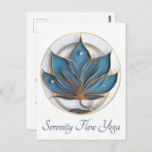 Blauw Bruin Abstract Lotus Bloem Elegant Stijlvol Briefkaart (Voorkant / Achterkant)