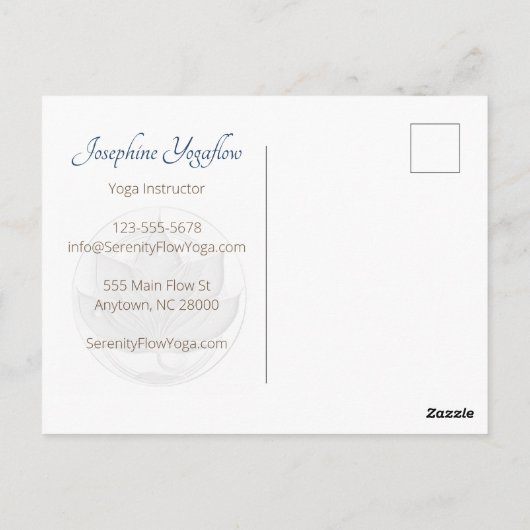 Blauw Bruin Abstract Lotus Bloem Elegant Stijlvol Briefkaart (Achterkant)