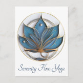 Blauw Bruin Abstract Lotus Bloem Elegant Stijlvol Briefkaart (Voorkant)