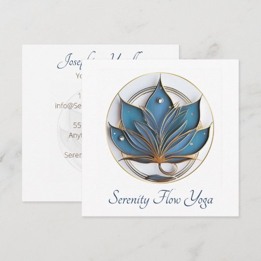 Blauw Bruin Abstract Lotus Bloem Elegant Stijlvol Kaart (Voorkant / Achterkant)