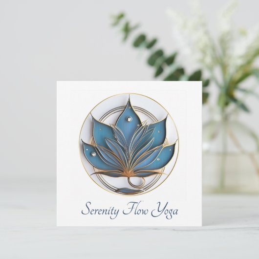 Blauw Bruin Abstract Lotus Bloem Elegant Stijlvol Kaart (Staand voorkant)