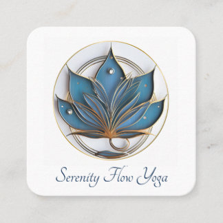 Blauw Bruin Abstract Lotus Bloem Elegant Stijlvol Vierkante Visitekaartje