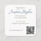 Blauw Bruin Abstract Lotus Elegant stijlvol QRC Vierkante Visitekaartje (Achterkant)