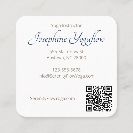 Blauw Bruin Abstract Lotus Elegant stijlvol QRC Vierkante Visitekaartje (Achterkant)