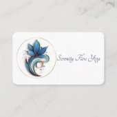 Blauw Bruin Abstract Lotus Elegant stijlvol QRC Visitekaartje (Voorkant)