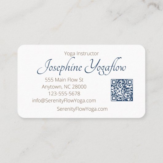 Blauw Bruin Abstract Lotus Elegant stijlvol QRC Visitekaartje (Achterkant)