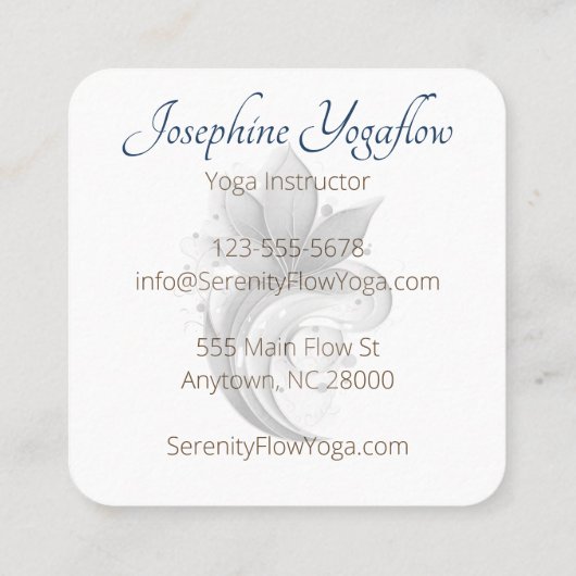 Blauw Bruin Abstract Lotus Swirl Elegant Stijlvol Vierkante Visitekaartje (Achterkant)