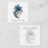 Blauw Bruin Abstract Lotus Swirl Elegant Stijlvol Vierkante Visitekaartje (Voorkant / Achterkant)