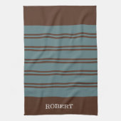 Blauw &Bruin Abstract Patroon Monogram naam Theedoek (Verticaal)