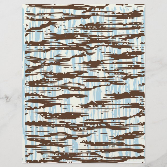 Blauw & Bruin Abstract Scrapbookpapier (Voorkant)