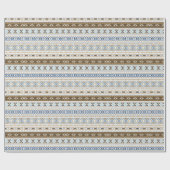 Blauw Bruin Azteekse Tribal Gift Wrap Cadeaupapier (Vlak)