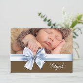 Blauw Bruin Baby Boy Foto Aankondigingen van de ge (Staand voorkant)