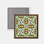 -blauw-bruin Barcelona-patroon Magneet (Voorkant / Achterkant)