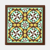 -blauw-bruin Barcelona-patroon Magneet (Voorkant)